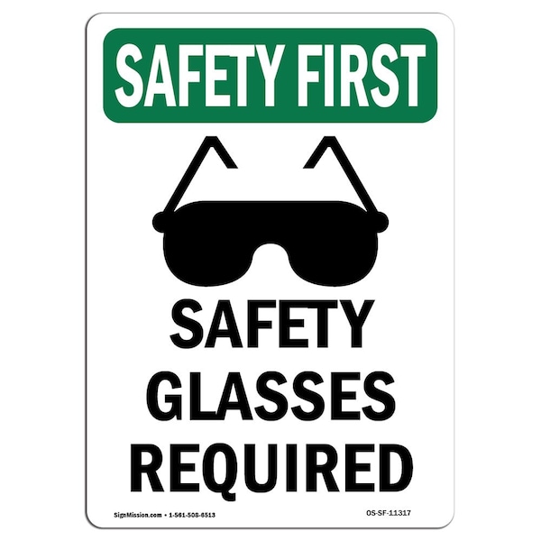 OSHA, Glasses Required, 5in X 3.5in, 10PK, 3.5" W, 5" H, Portrait, PK10, OS-SF-D-35-V-11317-10PK